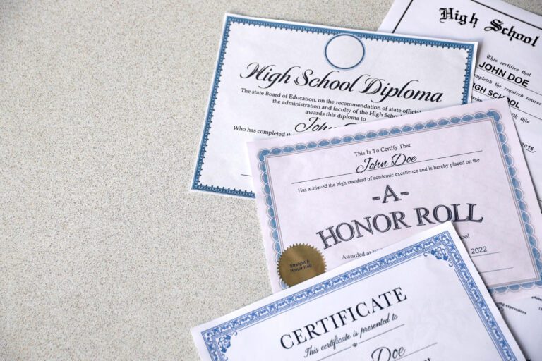 honor-roll-recognition-certificate-achievement-high-school-diploma-lies-table-education-documents